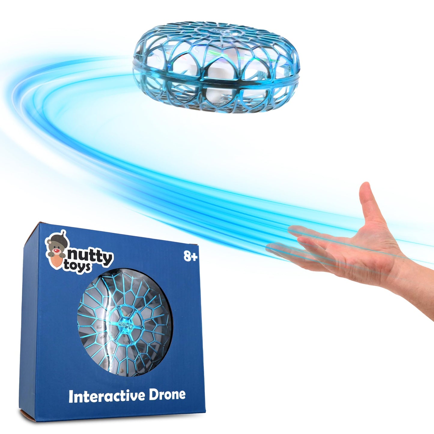NUTTY TOYS Interactive Drone - Hand Operated Light Up Boomerang for Kids & Adults | Easy Shake to Start Flying UFO | Top Easter & Valentines Day Gift Idea 2026 for Boys & Teens 8 9 10 11 12 13 14 15