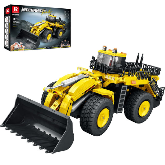 Reobrix Bulldozer Building Blocks Set 22009, Engineering Vehicle Model Kit for Adults, Remote Control Excavator Toy with 4-Wheel Drive, Gifts for Adults Ages 14+, 1876 Pieces
