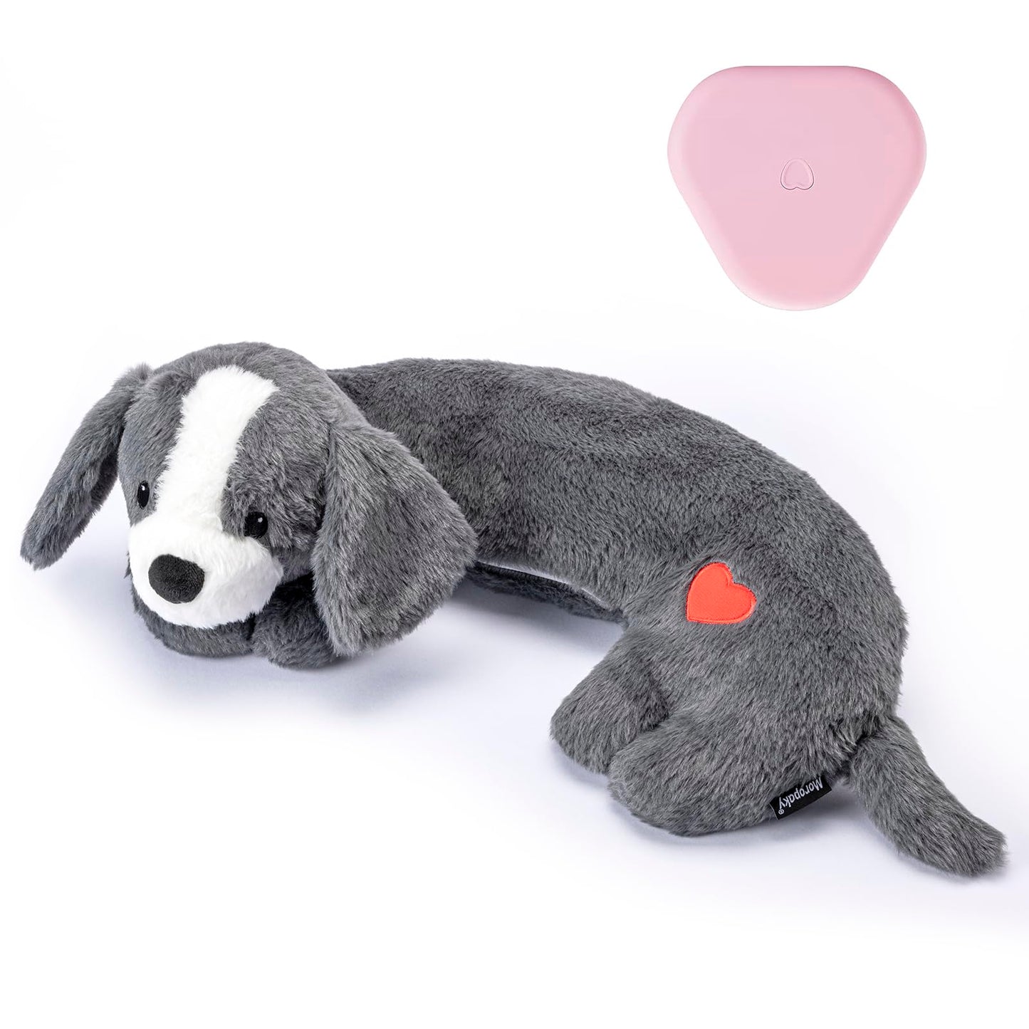 Moropaky Heartbeat Puppy Toys Dog Heartbeat Toy for Anxiety Relief Calming Aid, Heartbeat Stuffed Animal for Puppy Dog Comfort Sleep Aid Crate Training, Puppy Essentials, Dark Gray