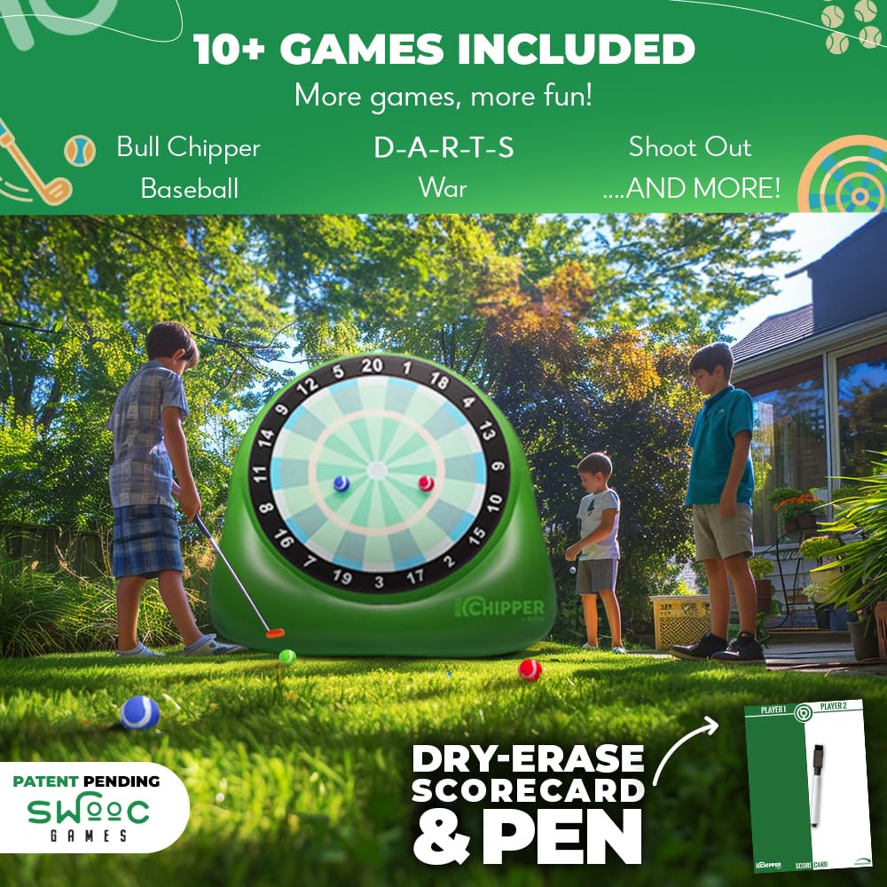 SWOOC Games® – Bull Chipper™ | Giant Golf Darts (Over 6ft Tall) w/ 10+ Golf Games | Backyard Game with Air Pump | Yard Game for Adults | Giant Outdoor Fun for Adults and Family | Outside Activity