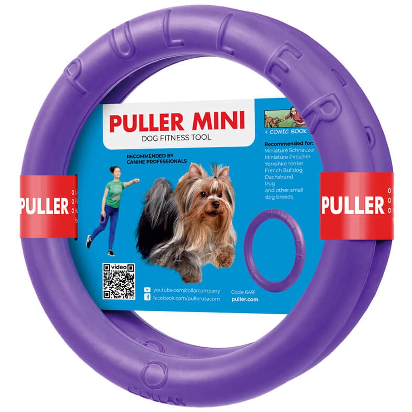 Dog Toy - Interactive Small Midi Dog Puppies Training - Fetch Toy - Dental Healthy - Dog Toys Set 2 Rings by Puller Mini Plus - Size 7 inches