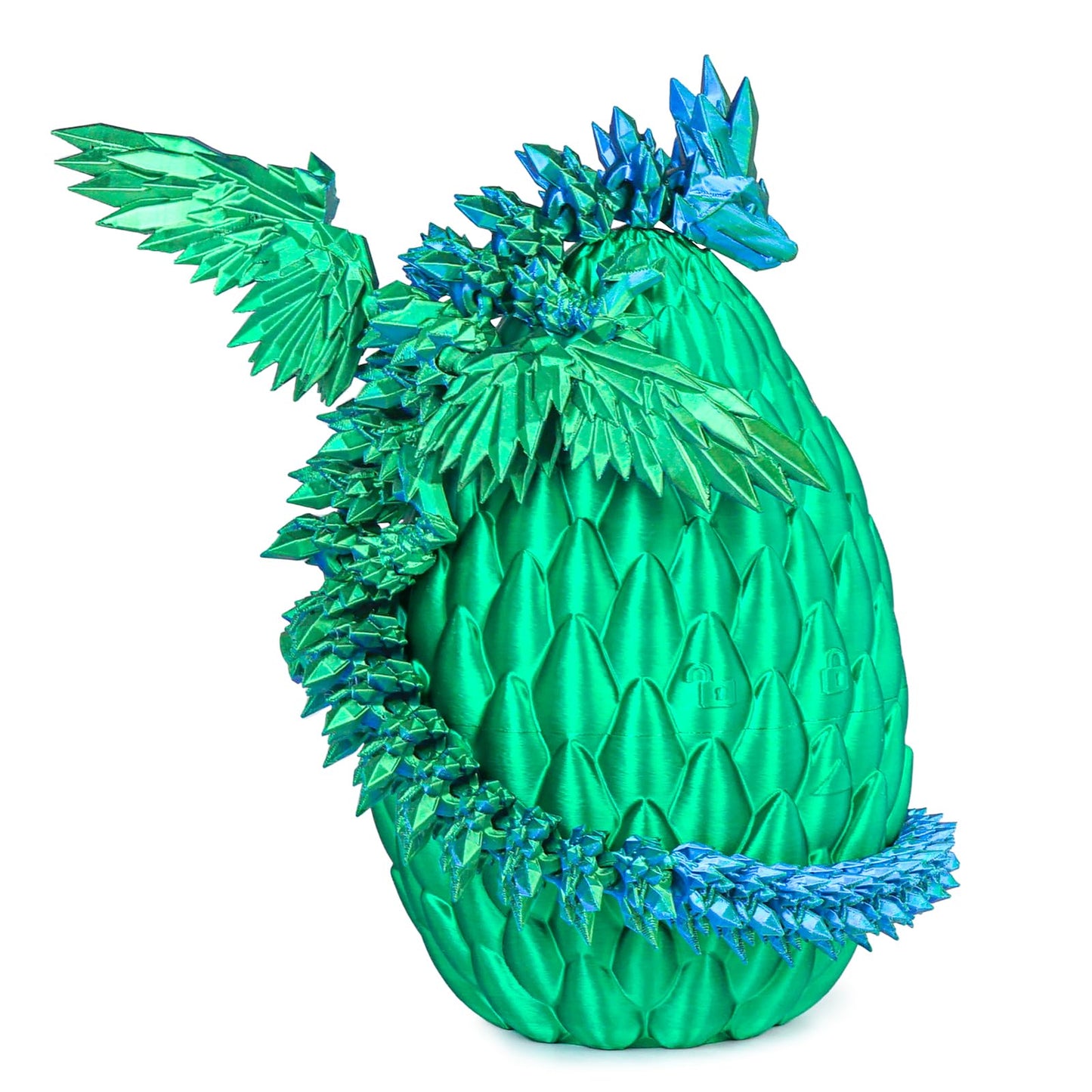 Mydhall 3D Printed Flying Dragon Egg with Articulated Dragon Inside – Toys&Gifts for Kids,Home Decor,Creative Ornaments,Birthday,Easter (Forest Green,Large)