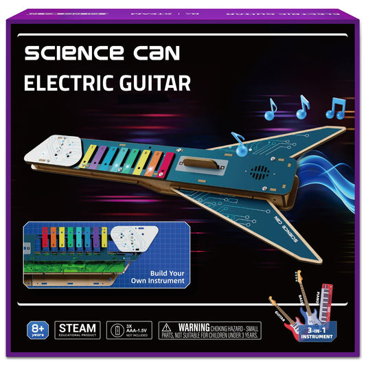 Science Can STEM Science Kit for Kids Age 8-12, DIY Electronics Guitar Building Kit, 3D Wooden Puzzles Musical Instruments, Engineering Kits Birthday Gift for Boys & Girls Ages 8+