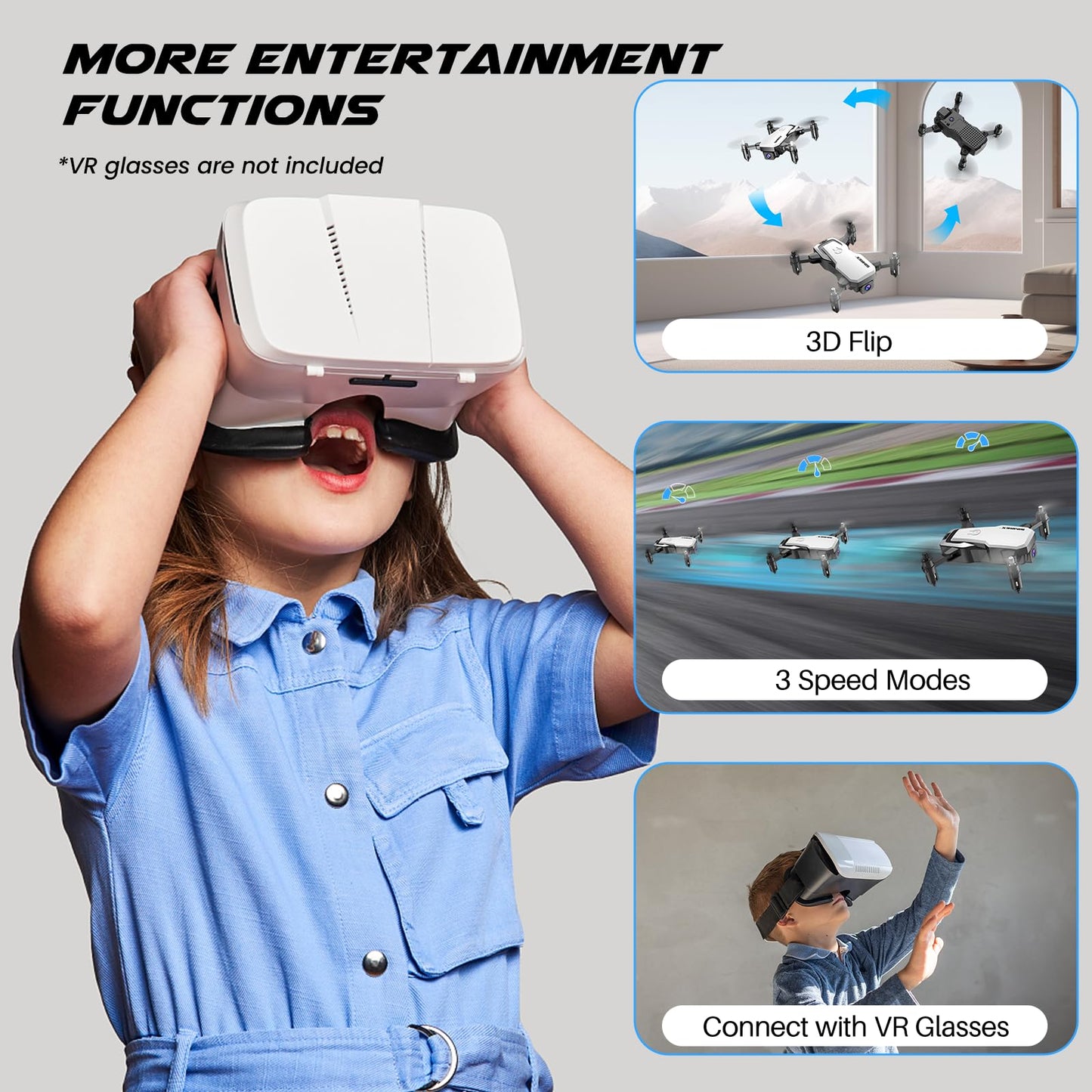 SIMREX Drone With Camera for Kids Adults,Mini RC Quadcopter Foldable,Altitude Hold, 3D Flip, Headless Mode, Gravity Control, 2 Batterie, Gifts for Kids, Adults, Beginner (New White)