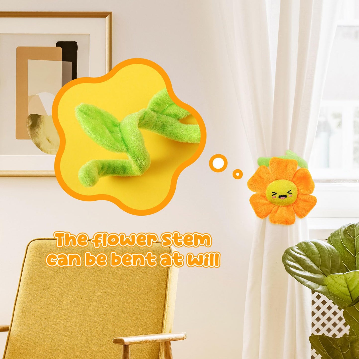 ZJoey 10 Pcs Plush Smile Flower Stuffed Bendable Stems Plush Bouquet Toy Soft Flower 12.6 Inch for Christmas 2026 Mother's Day Girl Girlfriend Wife(Elegant Style)