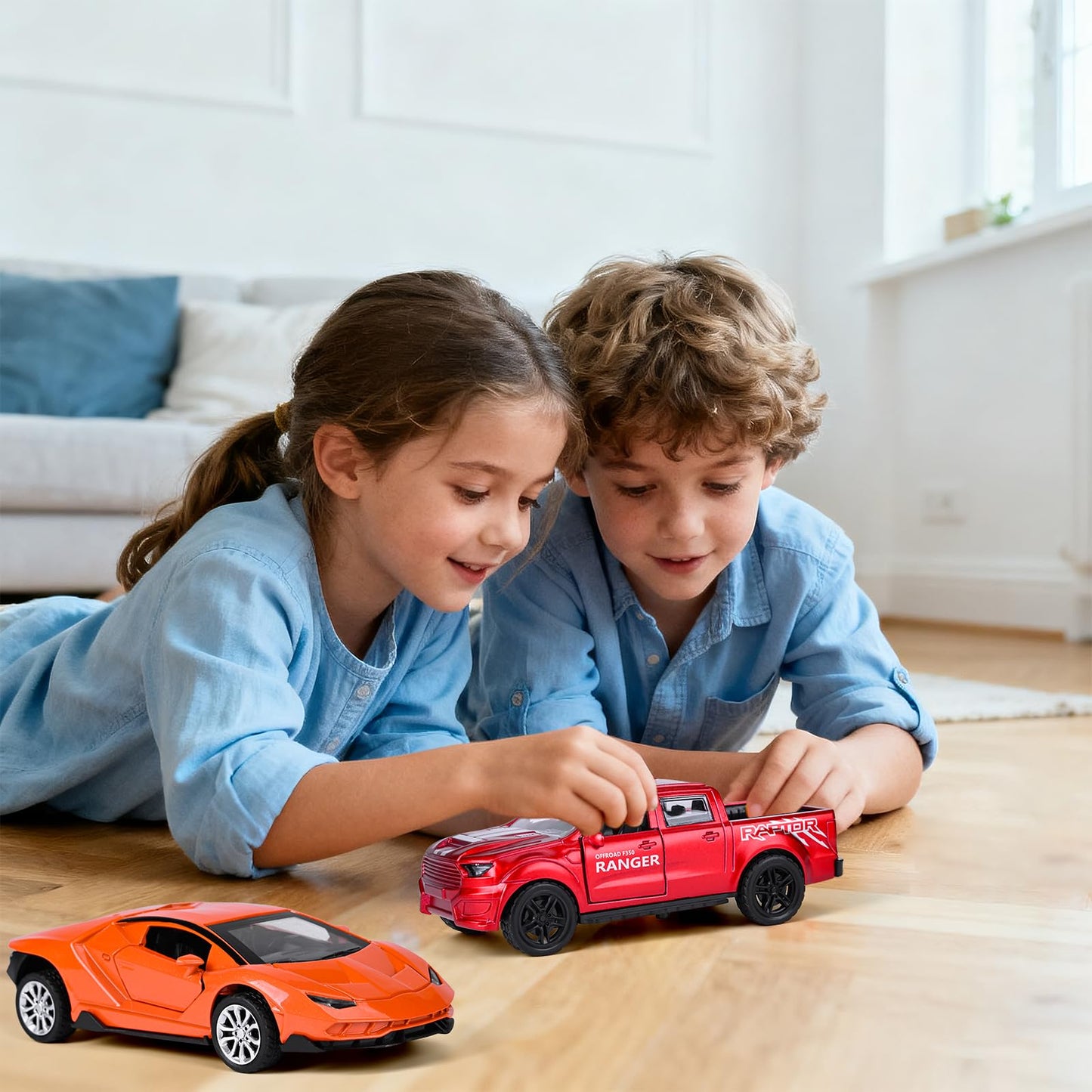 4 Pack Toy Cars,1/36 Metal Diecast Cars Toy with Opening Doors Kid Pull Back Cars Toys Set,Boy Toy Car for Age 3 4 5 6 7 8 9 10 11 12
