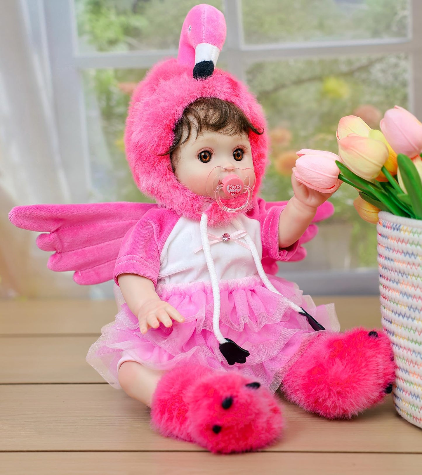 Cloveray Reborn Baby Dolls, 18 Inch Large Realistic Hand-Rooted Hair Lifelike Baby Dolls with Accessories for 3+ Year Old Girls Gifts, Pretend Play, Collection