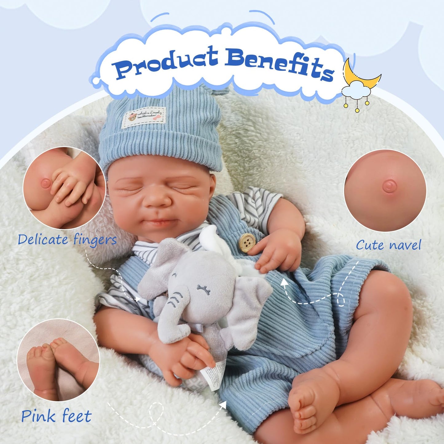 FemmeForm Boy 20 Inch, Full Silicone Baby Doll, Reborn Baby Dolls Silicone Full Body, Sleeping Position Newborn, Not Vinyl, with Gift Box