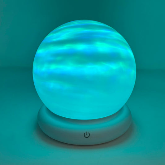 Orblux Rechargeable Sensory Light, Aurora Light Projector | 2-in-1 Globe Cover for Contained Sensory Effect or Open for Northern Lights Effect | Kids Night Projector | Calming, 15 Colors & Remote