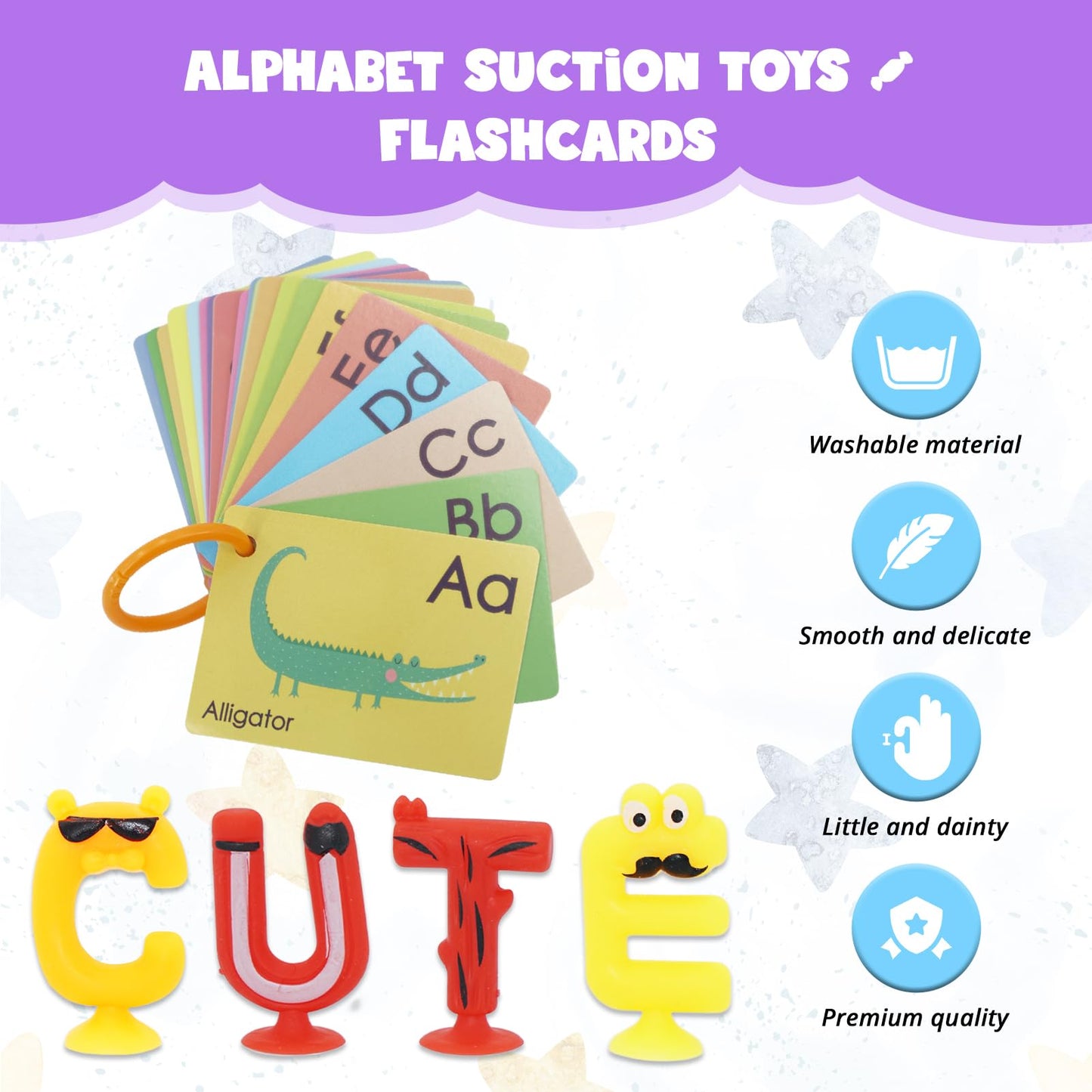 Alphabet Letters Learning Suction Toys: ABC Silicone Toys, Airplane/Windows/Car/Travel Toy for Kids, Preschool Educational Montessori Sensory Toy
