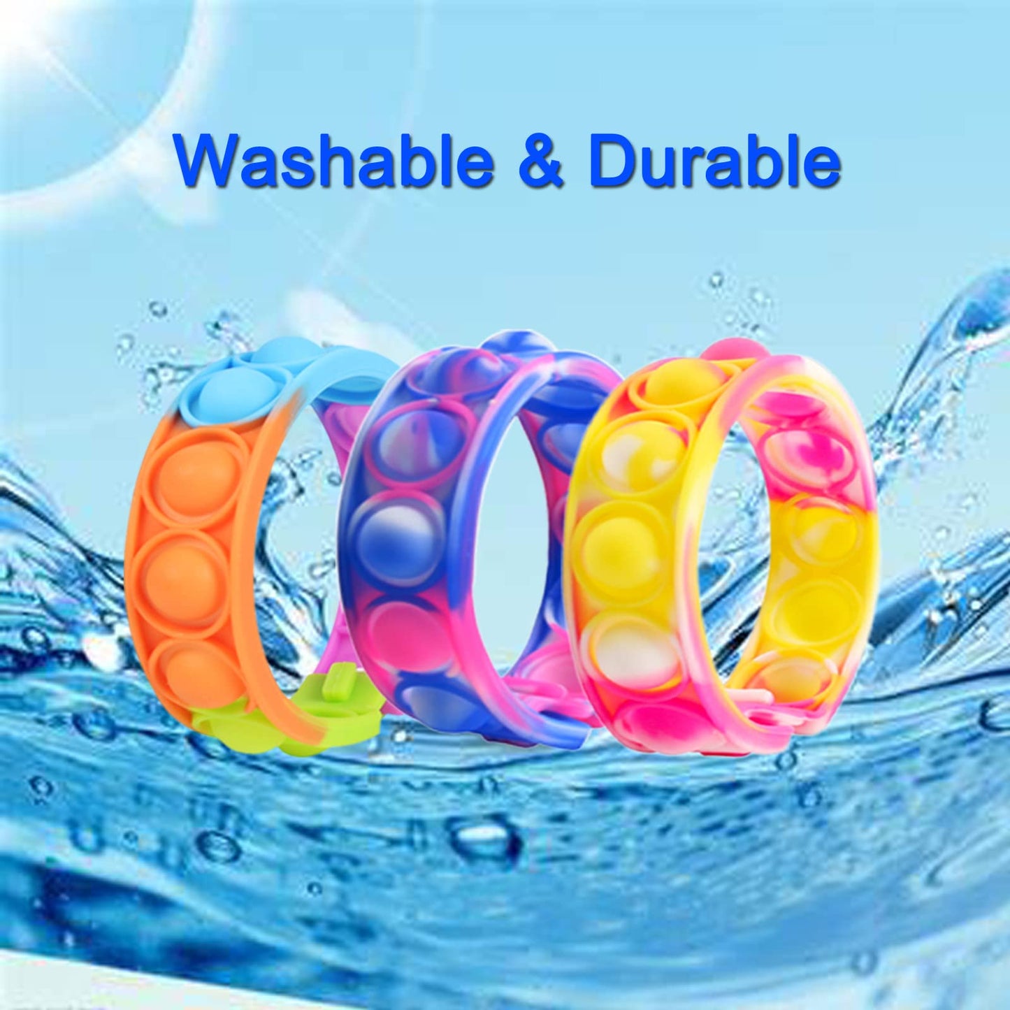 60Pcs Pop Bracelet Bubble Fidget Sensory Toys for Party Favors, Pop Keychain Bulk Toy for Student Classroom Prizes, Christmas Valentine Birthday Gifts Easter Egg Basket Stuffers for Kids