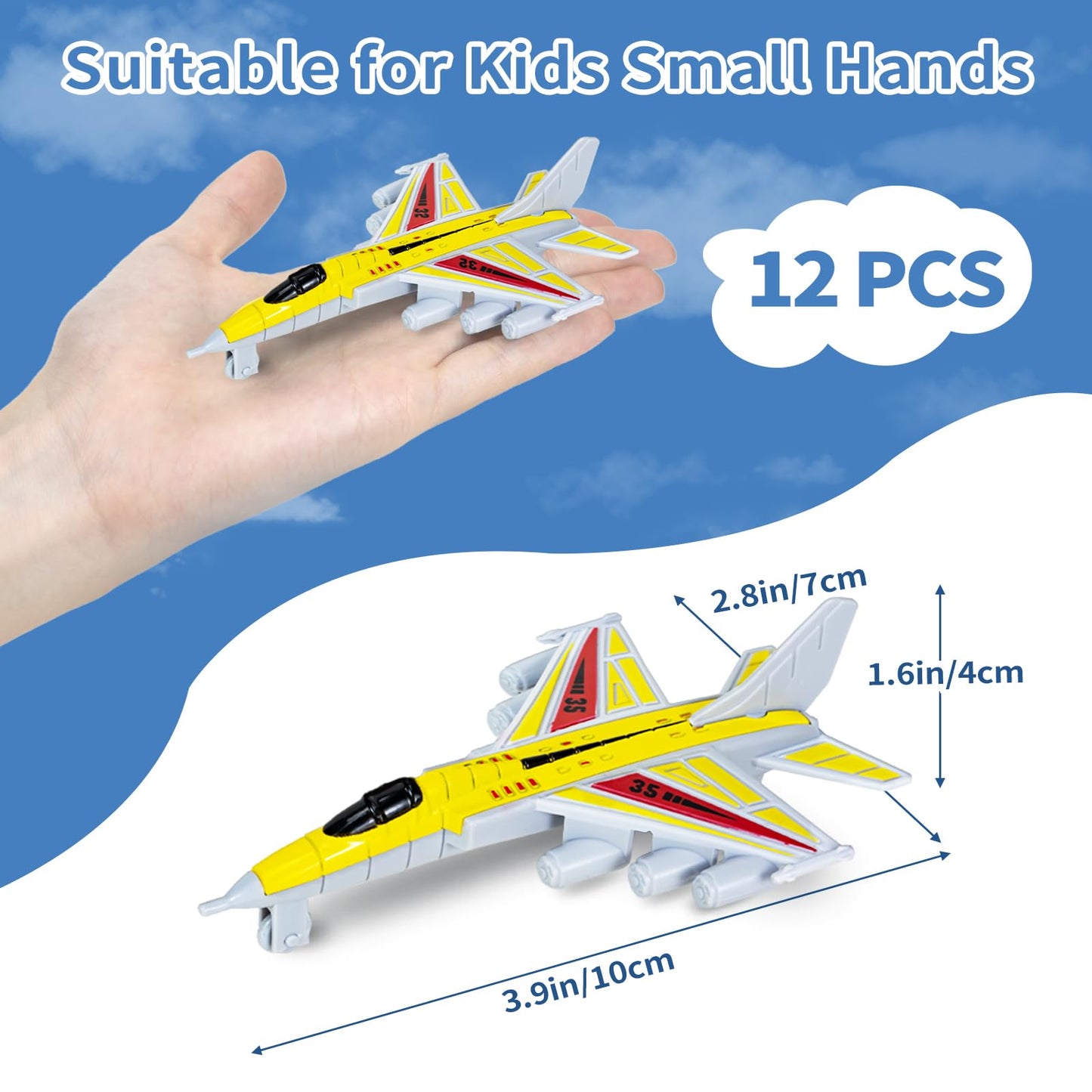 Toy Airplanes 12 Pack,Plastic Diecast Airplane Toys for Boys Toddlers Age 1 2 3 4 5 6,Military Planes Model Toys for Kids Toddlers Party Favors Birthday Goodie Bags Stuffers