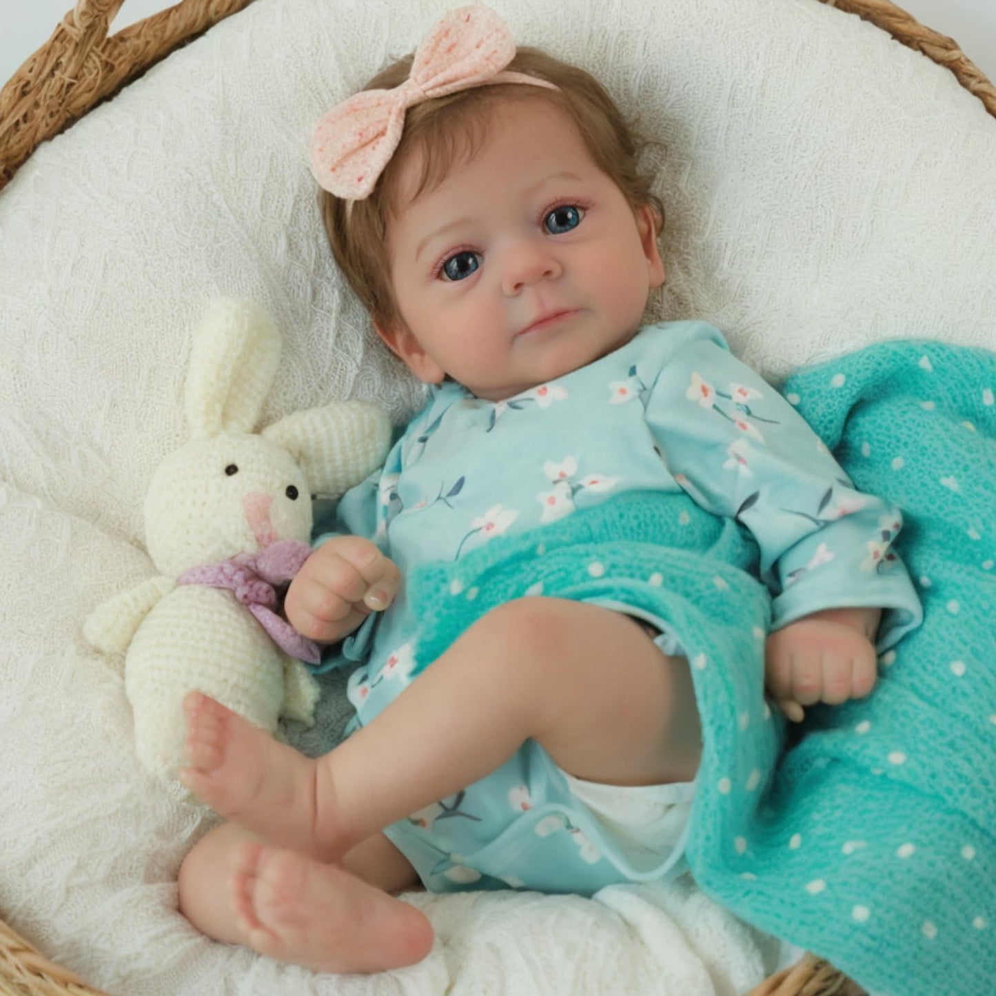 SCOM Lifelike Reborn Baby Dolls Girl - Felicia, 17-Inch Realistic-Newborn Baby Dolls with Weighted Soft Cloth Body, Real Life Cute Reborn Dolls with Gift Box for Kids Age 3+