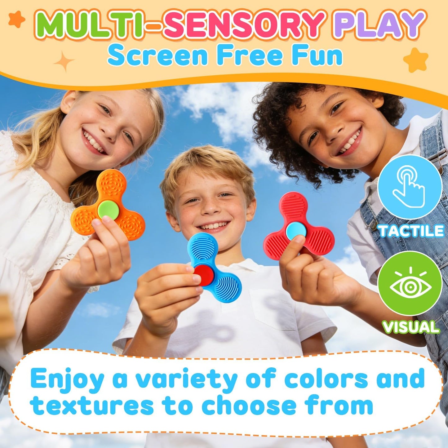 24 Pack Sensory Fidget Toys for Kids in Bulk, Mini Fidget Spinners for Adults with Autism ADHD, Quiet Classroom Prize Autism Toys Stress Relief Fidgets Desk Office Toys