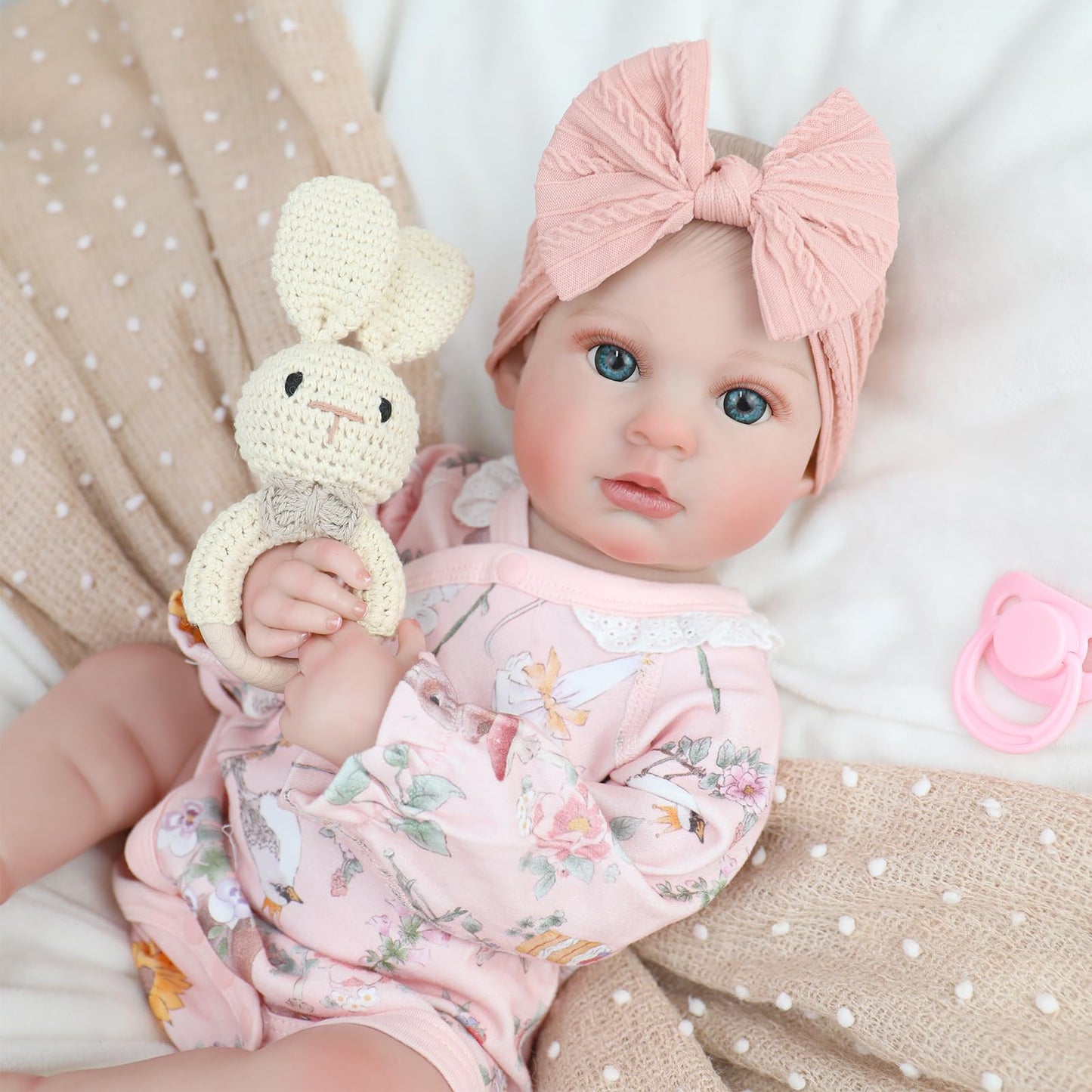 Babeviimt Reborn Baby Dolls - 20 Inch Cute Soft Vinyl Realistic Baby Doll Poseable Real Life Baby Dolls with Complete Accessories for 3+ Years Old Gifts