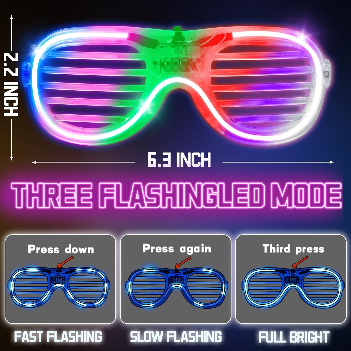 138 Pack Light up Glasses - 6 Colors & 3 Modes, LED Glasses Bulk Toys for Halloween Neon Rave Party Favor Glasses, Glow in the Dark Party Supplies for Carnival Festival Birthday Wedding Gift Adult Kid