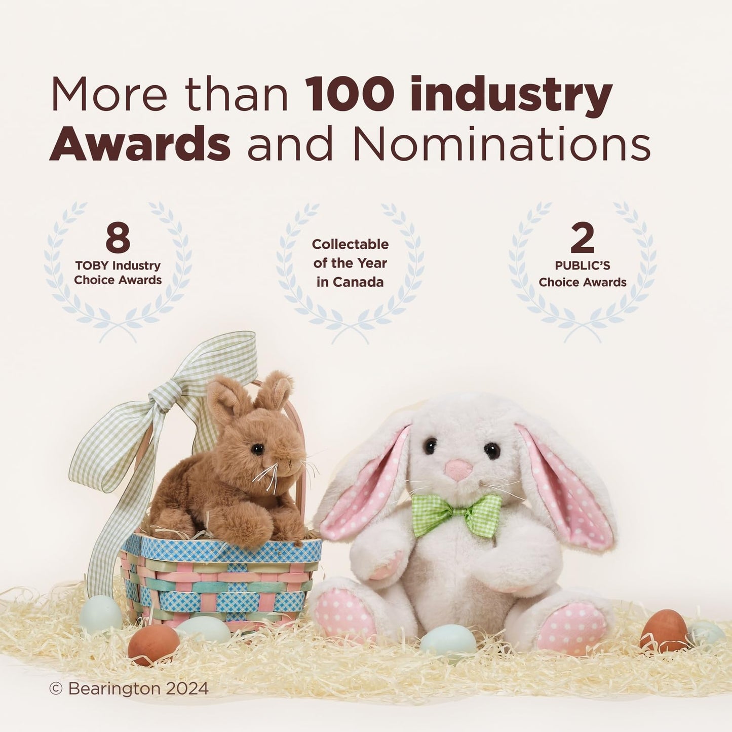 Bearington Boomer Easter Bunny Stuffed Animal - 10.5" Premium Soft Plush Easter Stuffed Animals for Everyday Cuddles and Playtime - Adorable Bunny Rabbit Plush Gift for Babies, Toddlers, and Kids