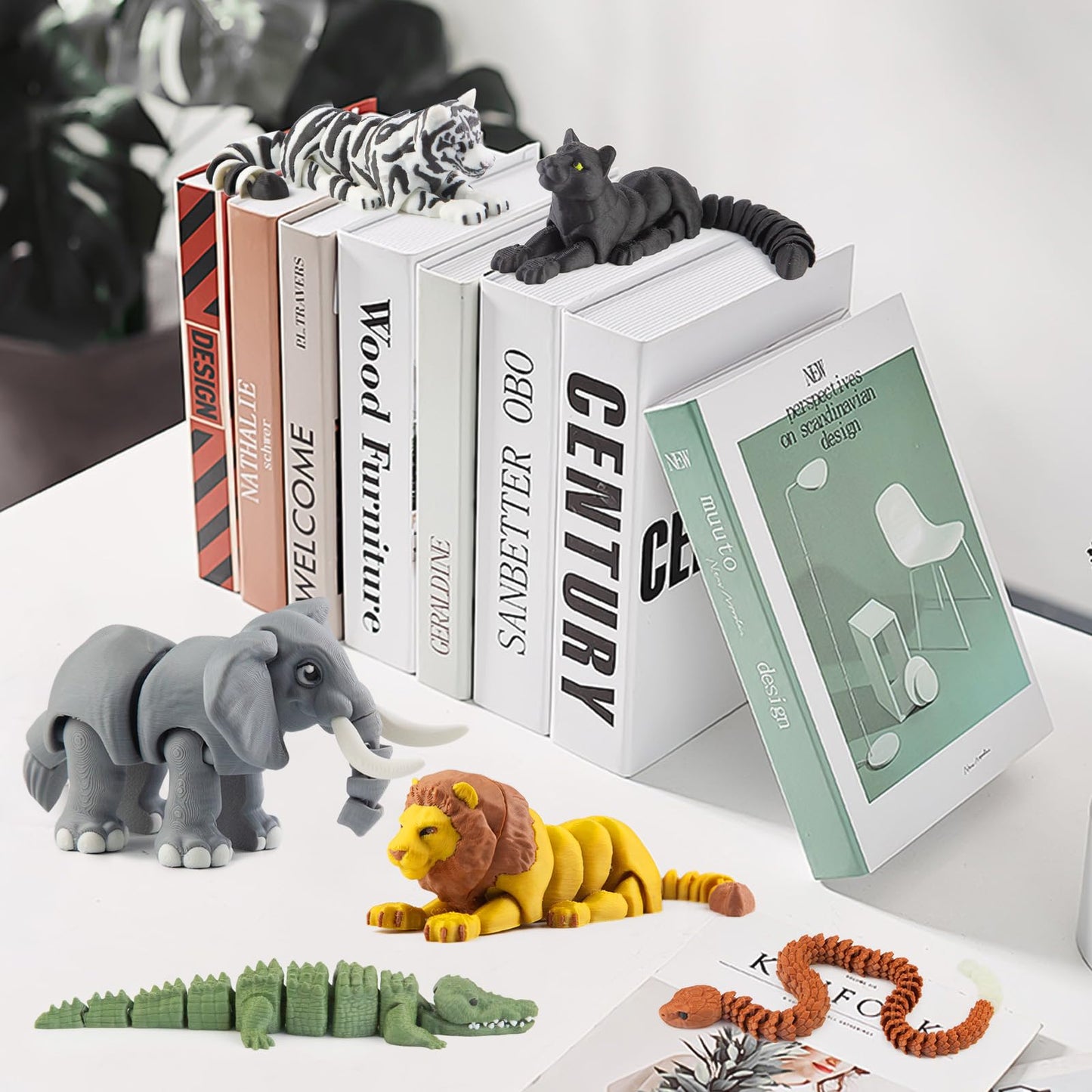 6PCS 3D Printed Safari Animals Figures Toys, Realistic Articulated Zoo Animal Toys Educational Learning Fidget Toy Cake Toppers Birthday Gift Party Favors Toy for Toddlers Kids Boys Girls