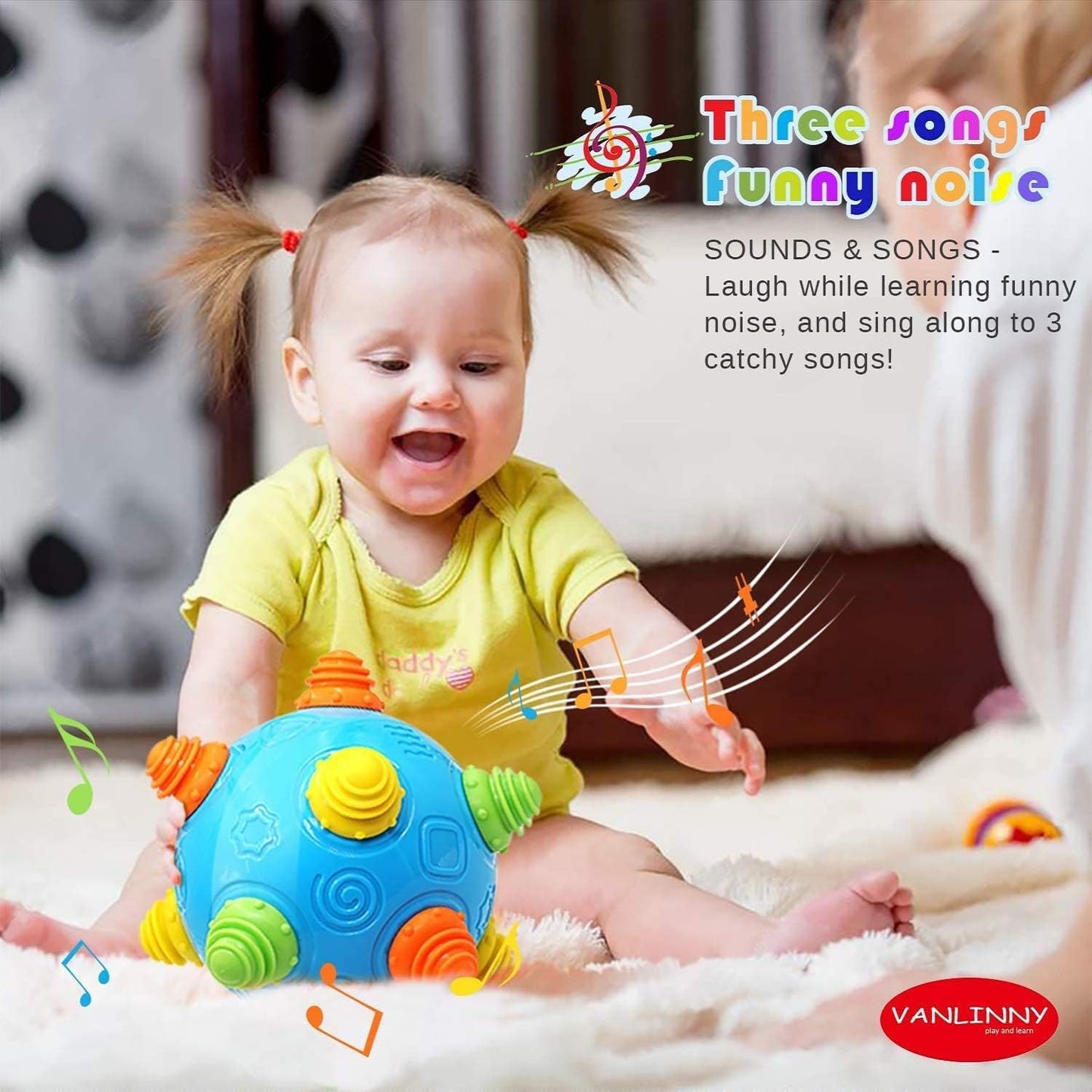 VANLINNY Crawling Baby Toy-Infant Tummy Time Toys 12-36 Mths, Interactive Toddlers Musical Ball, Bumble Ball for Babies 3-6 6-12, Sensory Toy for Development, Learning 1st Birthday Gift for Girls Boys