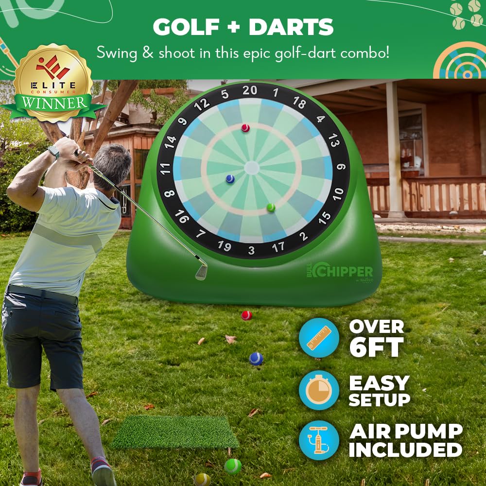 SWOOC Games® – Bull Chipper™ | Giant Golf Darts (Over 6ft Tall) w/ 10+ Golf Games | Backyard Game with Air Pump | Yard Game for Adults | Giant Outdoor Fun for Adults and Family | Outside Activity