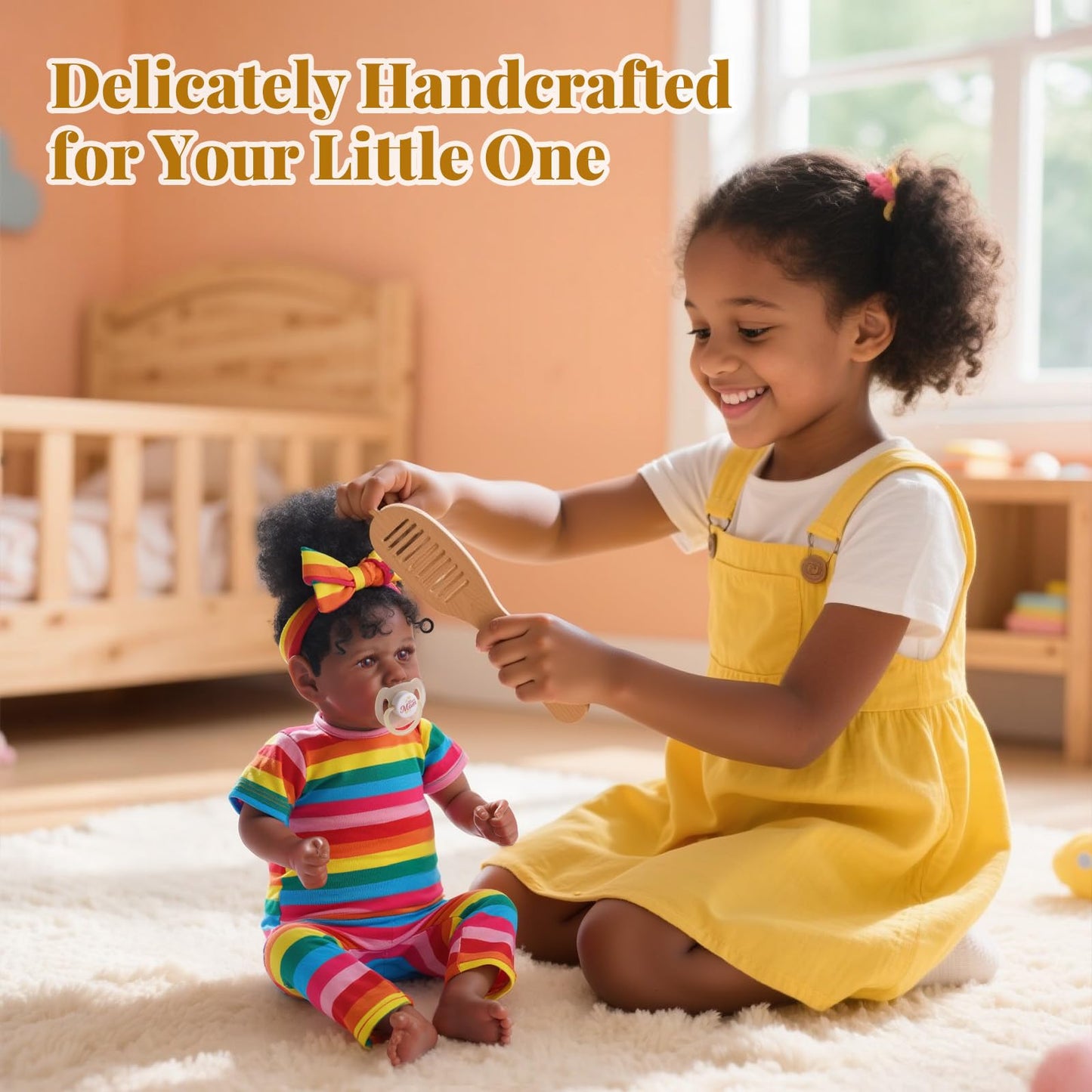 JIZHI Reborn Baby Dolls Black - Lifelike Soft Body African American Realistic-Newborn Girl Doll 20 Inch Best Birthday Gift Set and Toy Accessories Gift for Kids Age 3