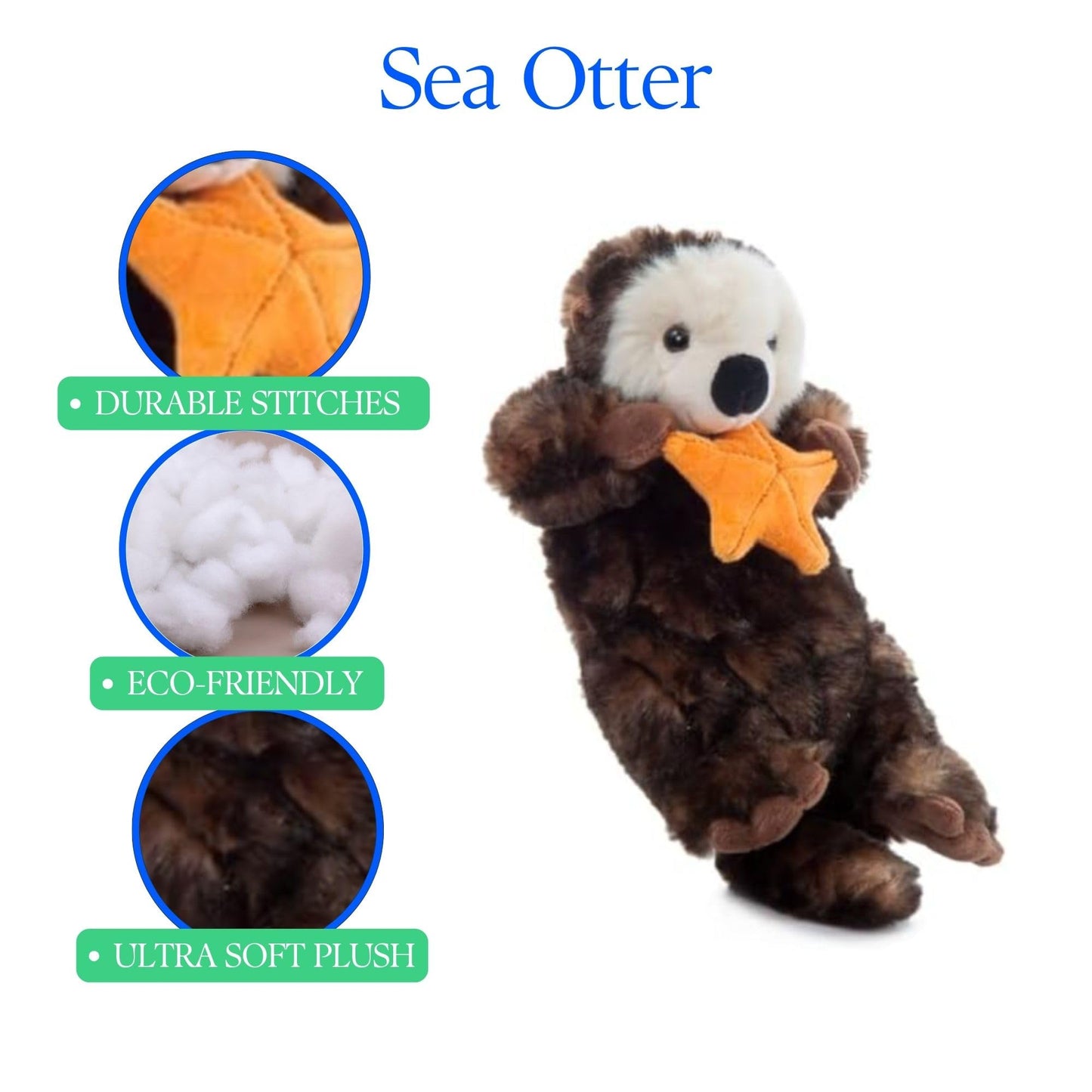 The Petting Zoo Sea Otter Stuffed Animal Plushie, Gifts for Kids, Wild Onez Ocean Animals, Otter Plush Toy 12 Inches