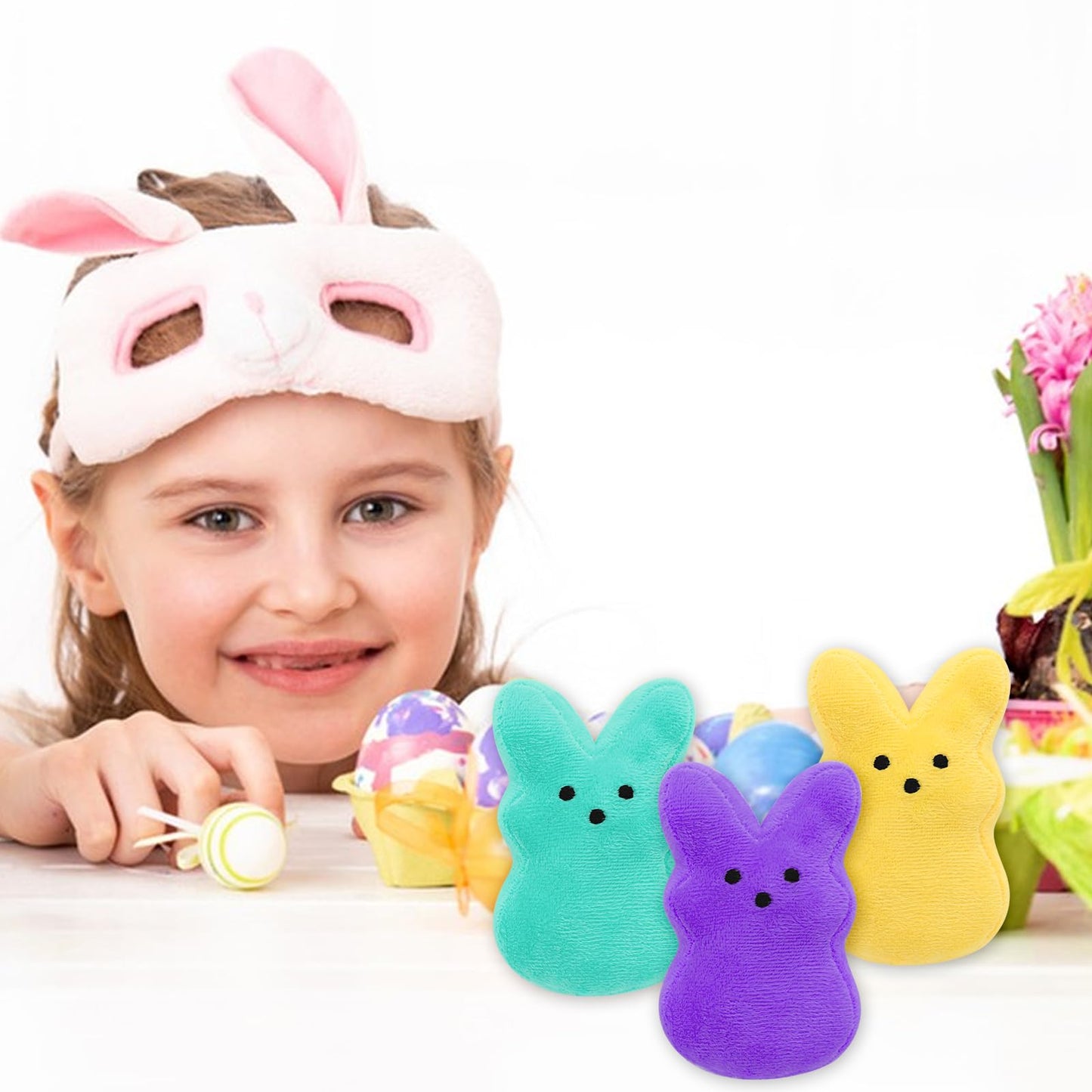 RLXGCZ 6 Pcs Easter Bunny Plush Toys,Easter Basket Stuffers Toys for Kids,Bunny Stuffed Animals, Easter Party Favors Gift Toys for Kids