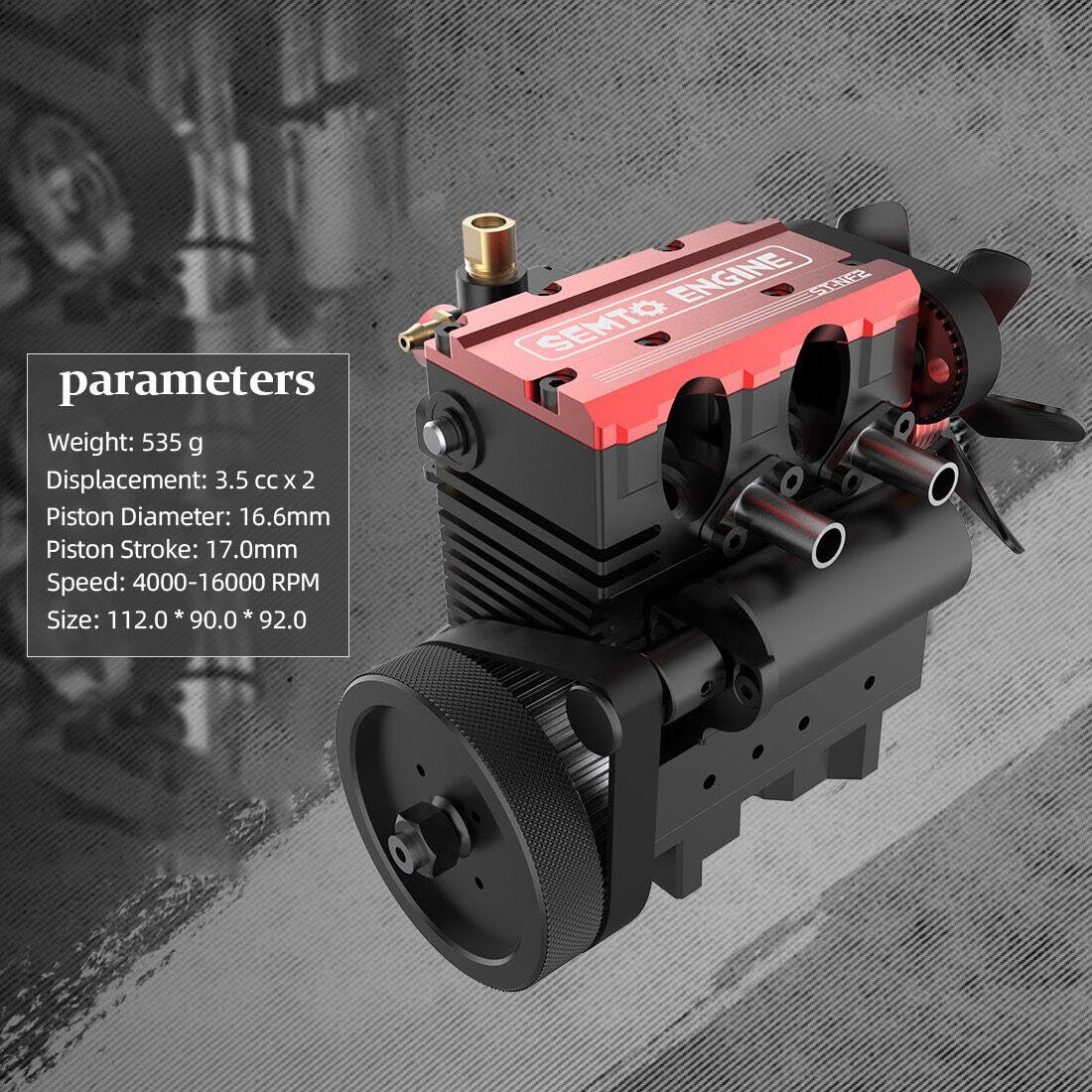 LETDIYMOC Engine Model Kit That Runs for Adults, L2 Mini Engine ST-NF2 7cc Inline 2-Cylinder 4-Stroke Air-Cooled Full Metal Engine Build Kit Motor Physics Toy for Teachers - DIY Assembly Kit