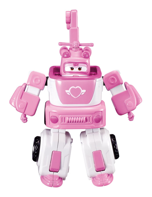 Super Wings - 7' Dizzy's Rescue Tow with 2' Pink Transform-a-Bot Mini Figure,Transforming Airplane Toy Vehicle Set,Toy for 3 4 5 Year Old Boys and Girls,US720314