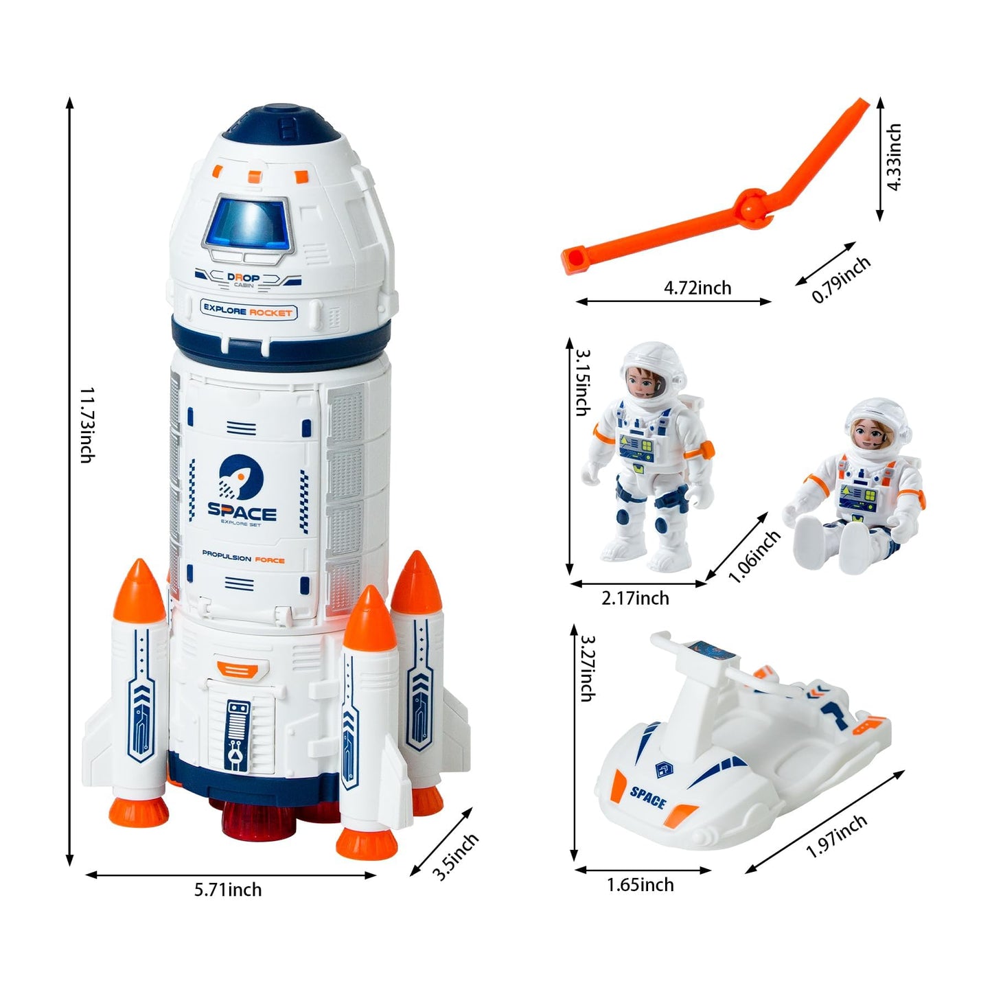 Wbzle Space Rocket Toys, Rocket Ship with Astronaut Toy for Educational, Concentration, Learning Rocket Fun Space Gifts, for Space Exploration, Knowledge Toys for Kids 3-5