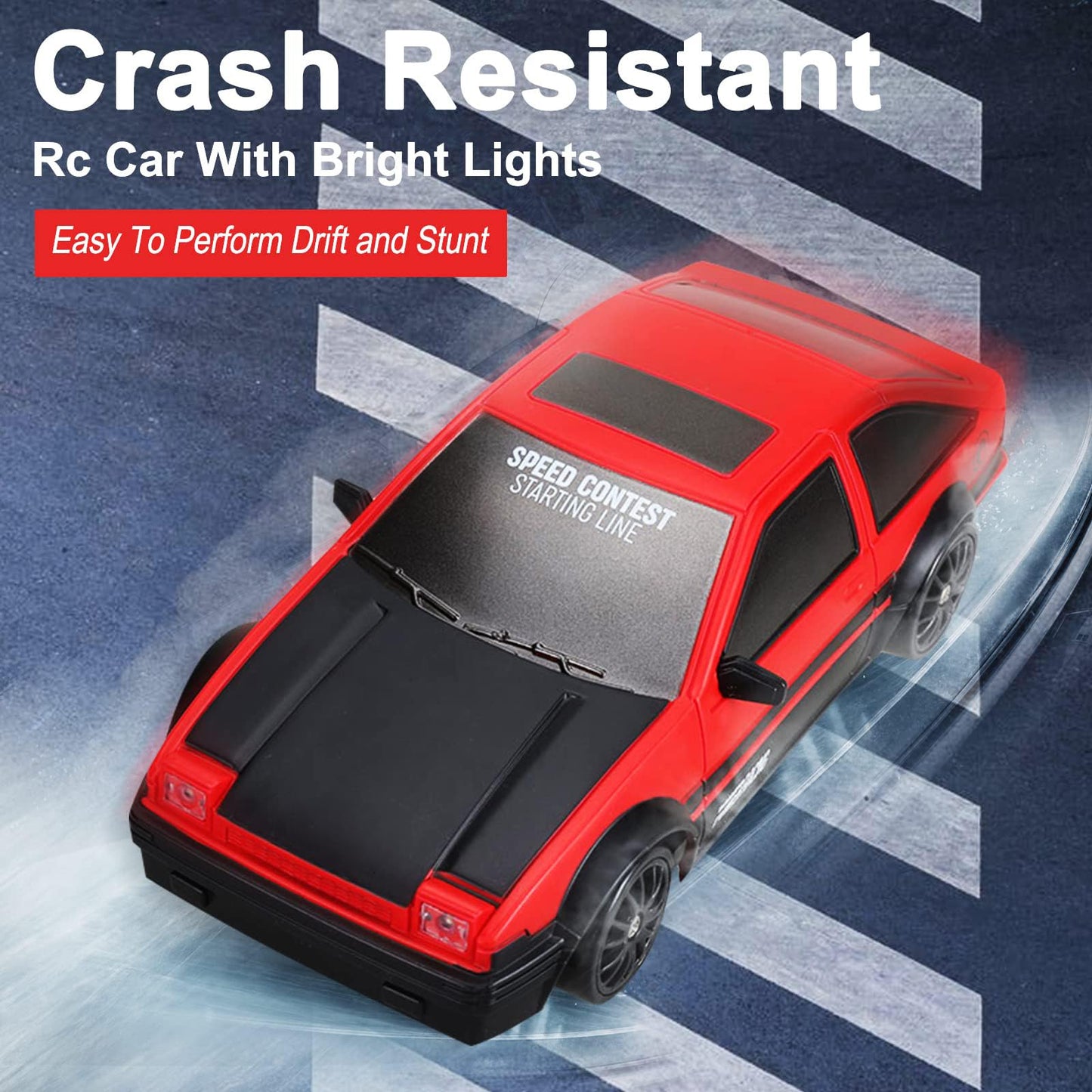 Desdoni Remote Control Car RC Drift Car 2.4GHz 1:24 Scale 4WD High Speed RC Cars Vehicle with LED Lights Batteries and Drifting Tires Racing Sport Toy Cars for Adults Boys Girls Kids Gift