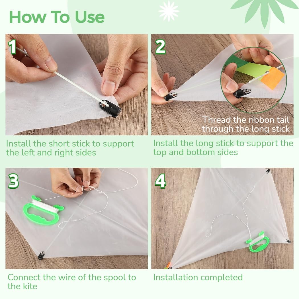 B bangcool DIY Kids Kite Blank Kites Making Painting White Paper Blank Kites with Swivel Line for Kids Outdoor Park Beach Grassland Activities (10PCS)