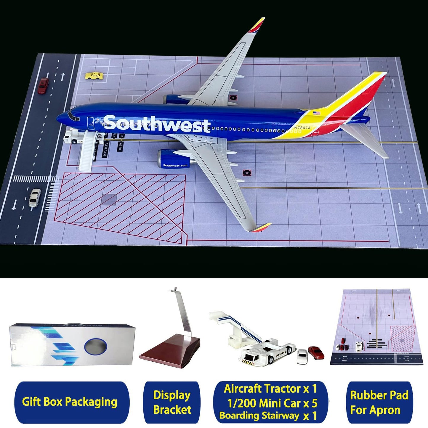 Mahfisj 1/80 Scale B737 Model 18 Inches 737 Model Airplane Kit with LED Lights, Ideal Collection for Adults