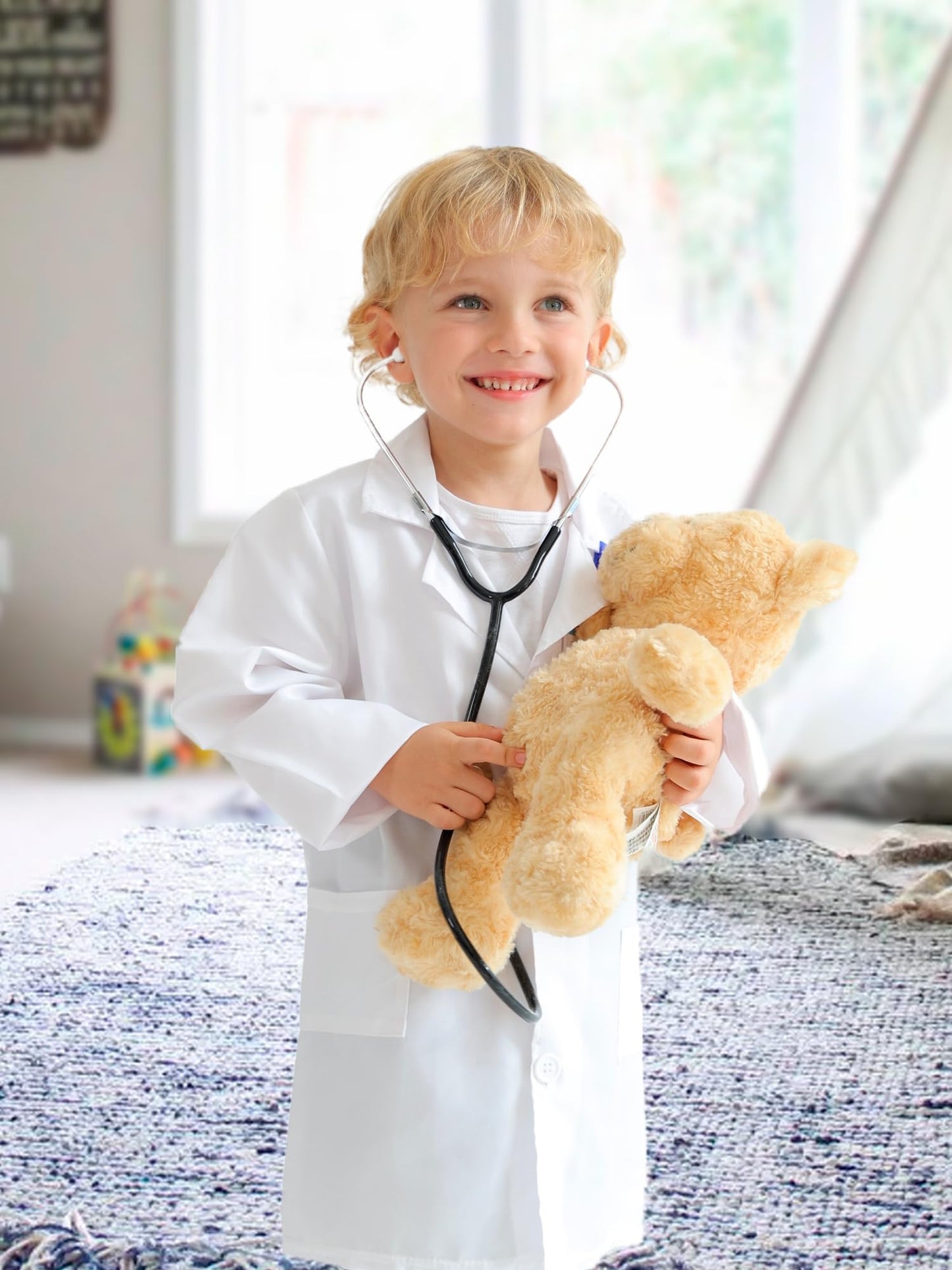 Liberry Doctor Kit for Toddlers 3 4 5 Years Old, Pretend Play Doctor Costume for Kids, Dress Up Nurse Coat with Real Stethoscope for Boys Girls Gift