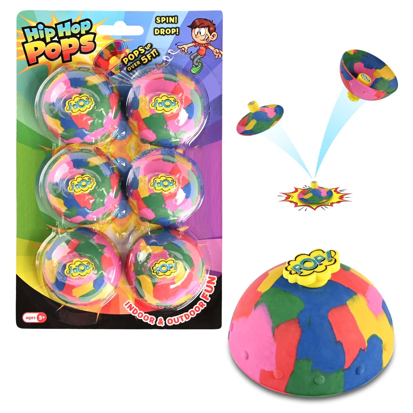 6in1 Bounce Bowls Ball Fidget Toy for Kids & Adults Spinning Stress Relief, Pop Up Outdoor Game Sports Fingertip Toy for School, Birthday Party Favors, Goodie Bag Fillers for Boys and Girls