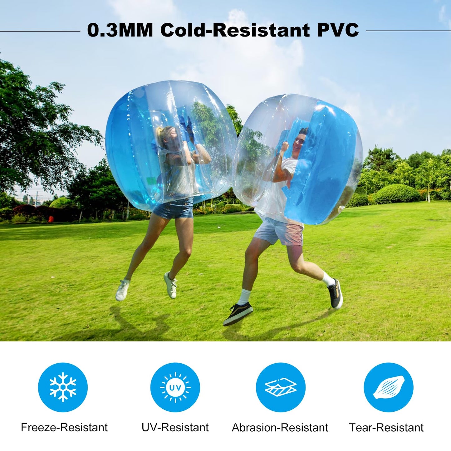 Wodesid Inflatable Bumper Balls for Adults Human Hamster Balls for Adults Inflatable Lawn Game Ball 0.3mm Ultra-Thick PVC Toys Body Bumpers Ball Full Body for Outdoor Team Gaming Play(4FT,2PCS)