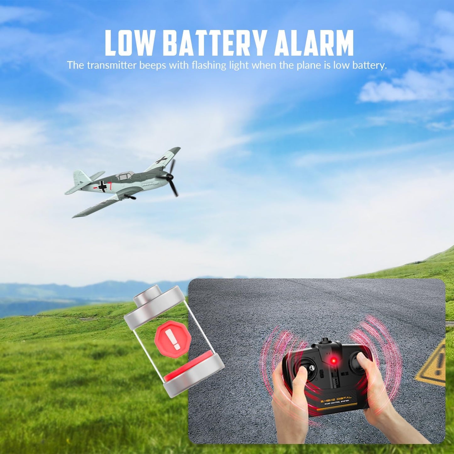 volantexrc RC Plane 3 Channel Remote Control Airplane Fighter Toys, 2.4GHz 6-axis Gyro Stabilizer RTF Glider Aircraft Plane, Easy to Fly for Adults Beginners (BF109)