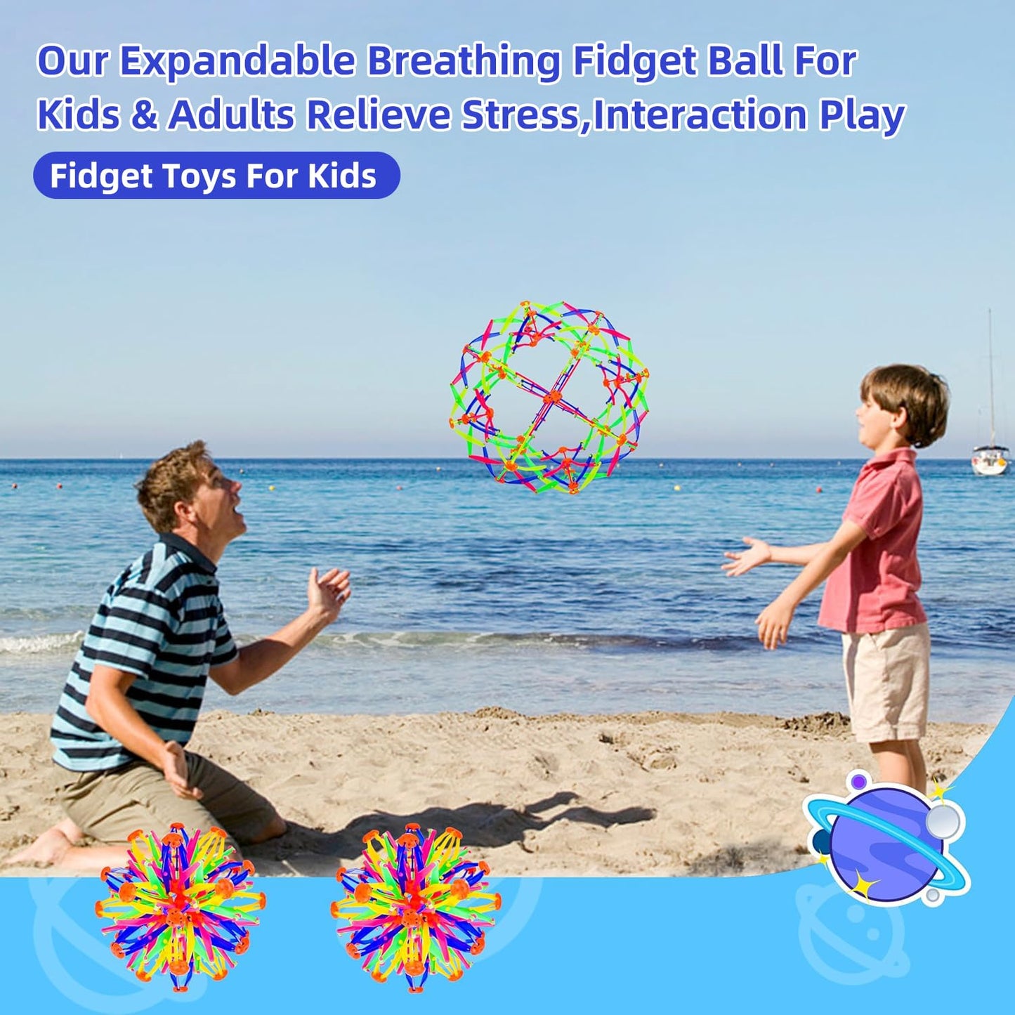 AGSIXZLAN 2Pcs Collapsible Expandable Breathing Expanding Balls Toy - More Than Doubles in Size from 6" to 12",Magic Sensory & Fidget Sphere Toy for Kids and Adults Play,Autism, Anxiety,Yoga -ADHD