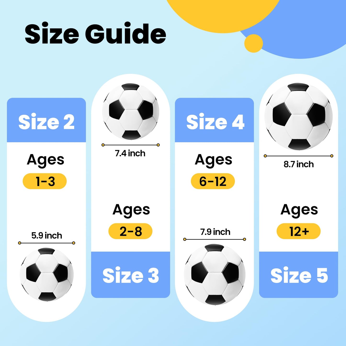 INPODAK Toddler Soccer Ball Size 3, Black and White Classic Balls for Kids 2-8 with Pump, Mesh Bag Great Gift for Birthdays Parties