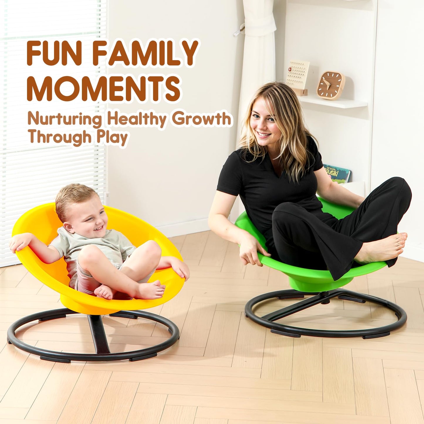 HAPPYMATY Spinning Chair for Autistic Kids, Sit and Spin Autism Toys for Age 3+, Sensory Swivel Chair Enhancing Motor Skills, Sensory Toys for Kids with Autism (Yellow)