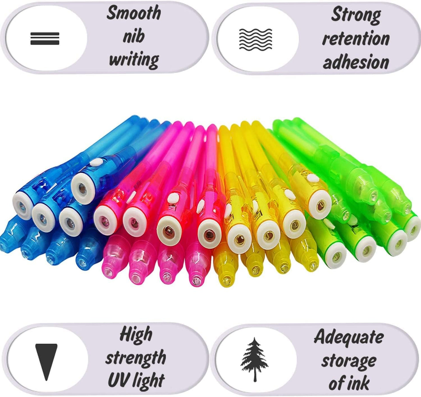iGeeKid 24 Pack 2 Style Invisible Ink Pen with UV Black Light Secret Spy Pens for Secret Messages, Magic Disappearing Ink Markers School Supplies Kids Party Favors Boy Girl Exchang Patriotic