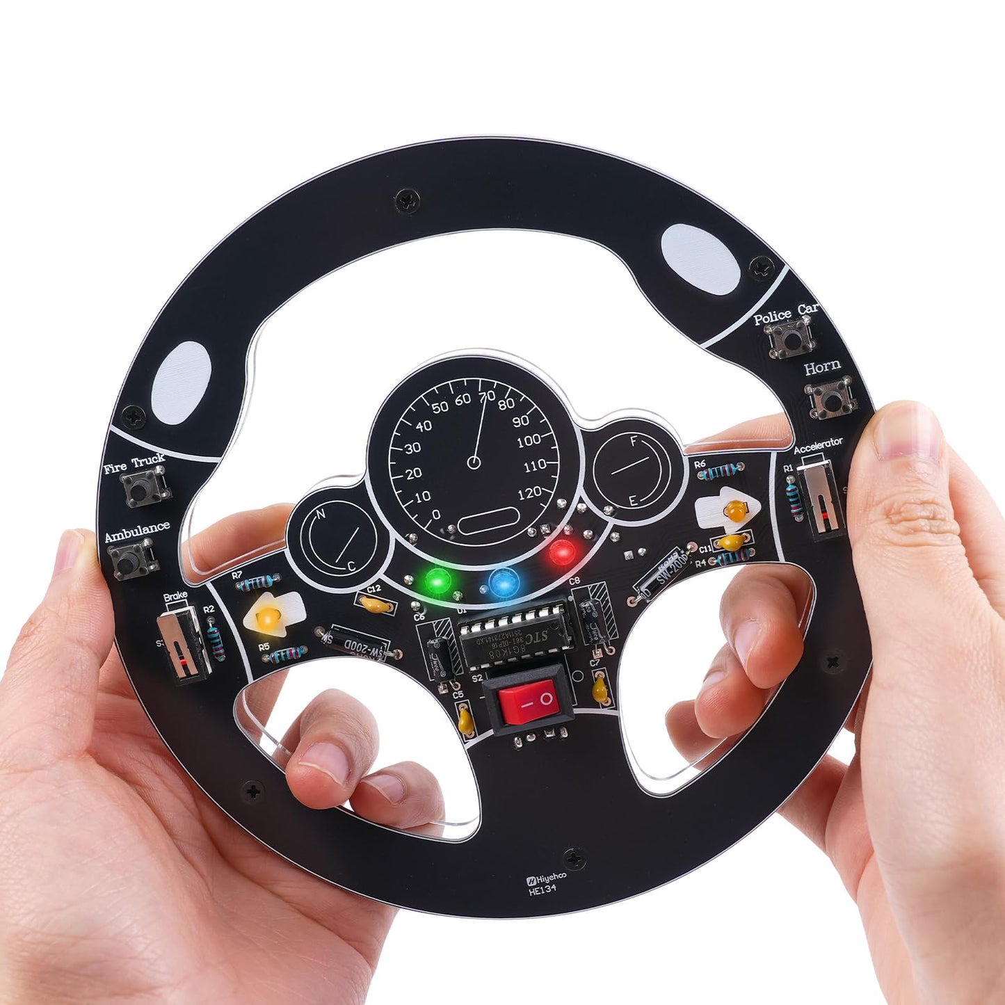 MIOYOOW DIY Steering Wheel Simulation Soldering Practice Kit, STEM Electronics Solder Project Car Wheel Simulator Circuit Board Soldering Kit for Home & School Learning