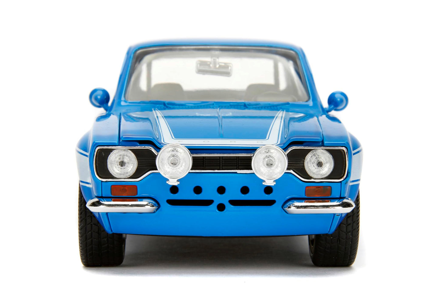 Jada Toys Fast & Furious Movie 1970 Brian's Ford Escort Blue with White Stripes, 1/24 Diecast Model Car