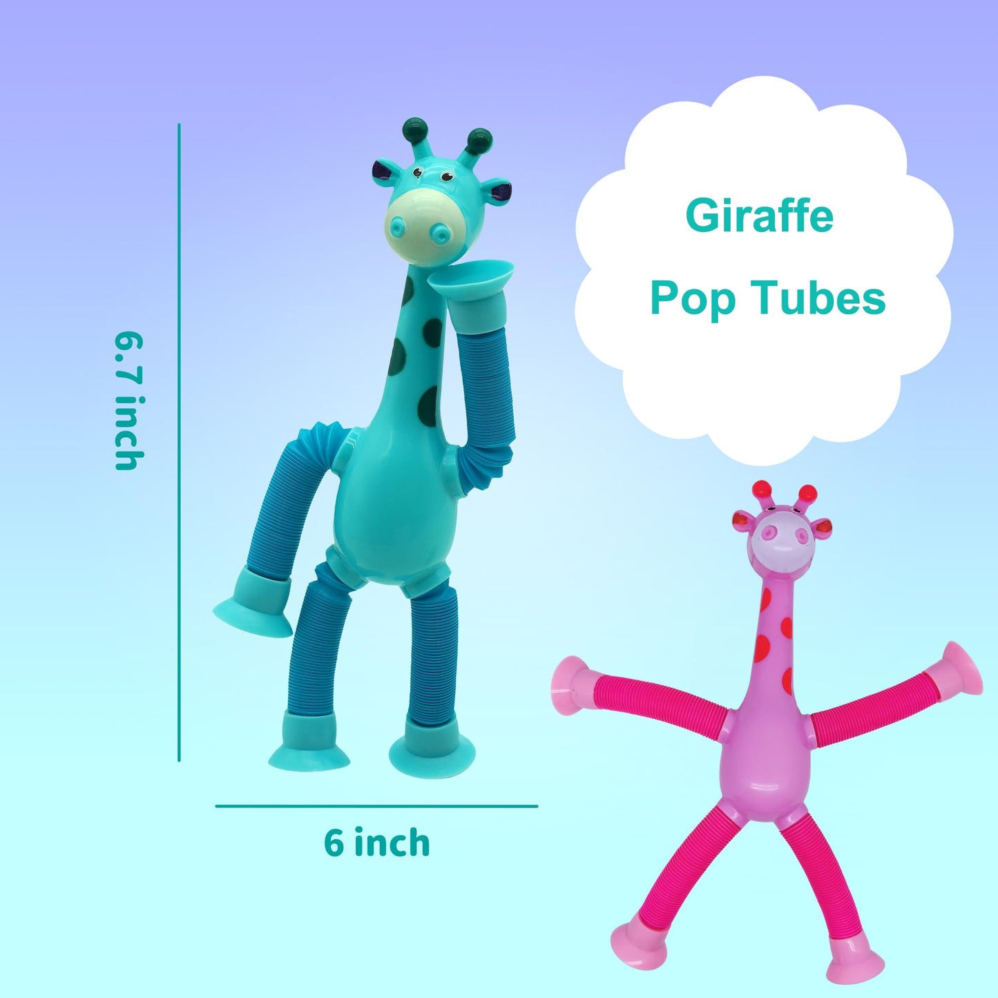 Kryfa Telescopic Pop Tube Giraffe Toys, Road Trip Activities for Kids, Airplane Toys for Toddlers 3-5, Toddler Car Activities (18 PCS)