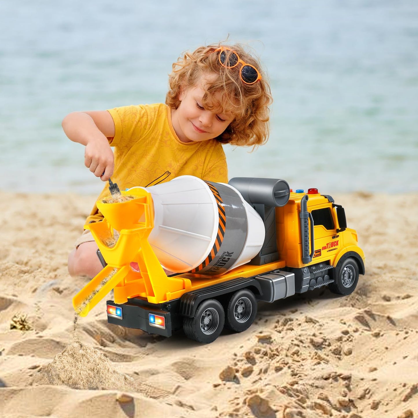 DWIRCTOYS Toddler Trucks Toys,Big Cement Mixer Toy Truck with Lights and Sounds,Truck Vehicle Boy Toy for 3 4 5 6 Year Old,Christmas Birthday Gifts for Boys & Girls