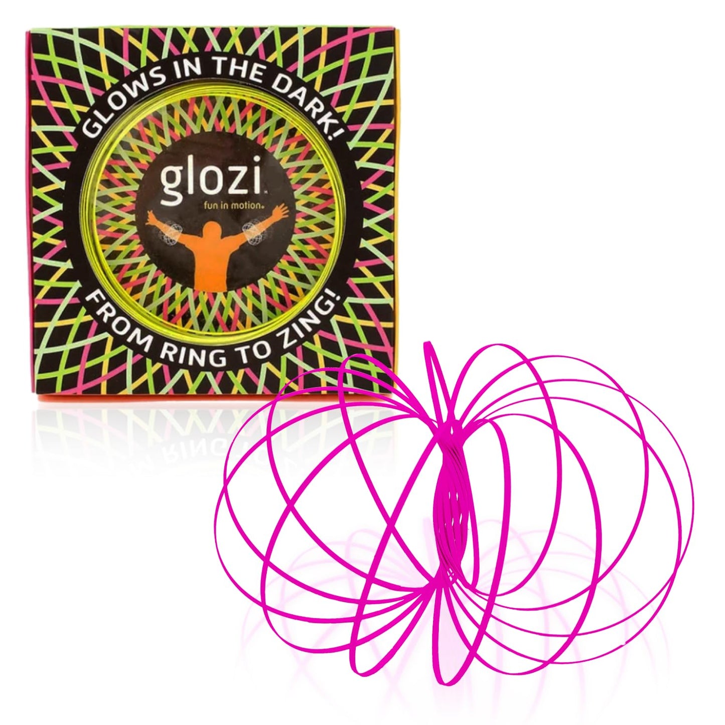 Mozi Glozi Geometric Magic Flow - Easy to Use 3D Spiral Toy, Glowing Spinning Bracelet for Children and Adults (Pink)