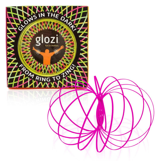 Mozi Glozi Geometric Magic Flow - Easy to Use 3D Spiral Toy, Glowing Spinning Bracelet for Children and Adults (Pink)