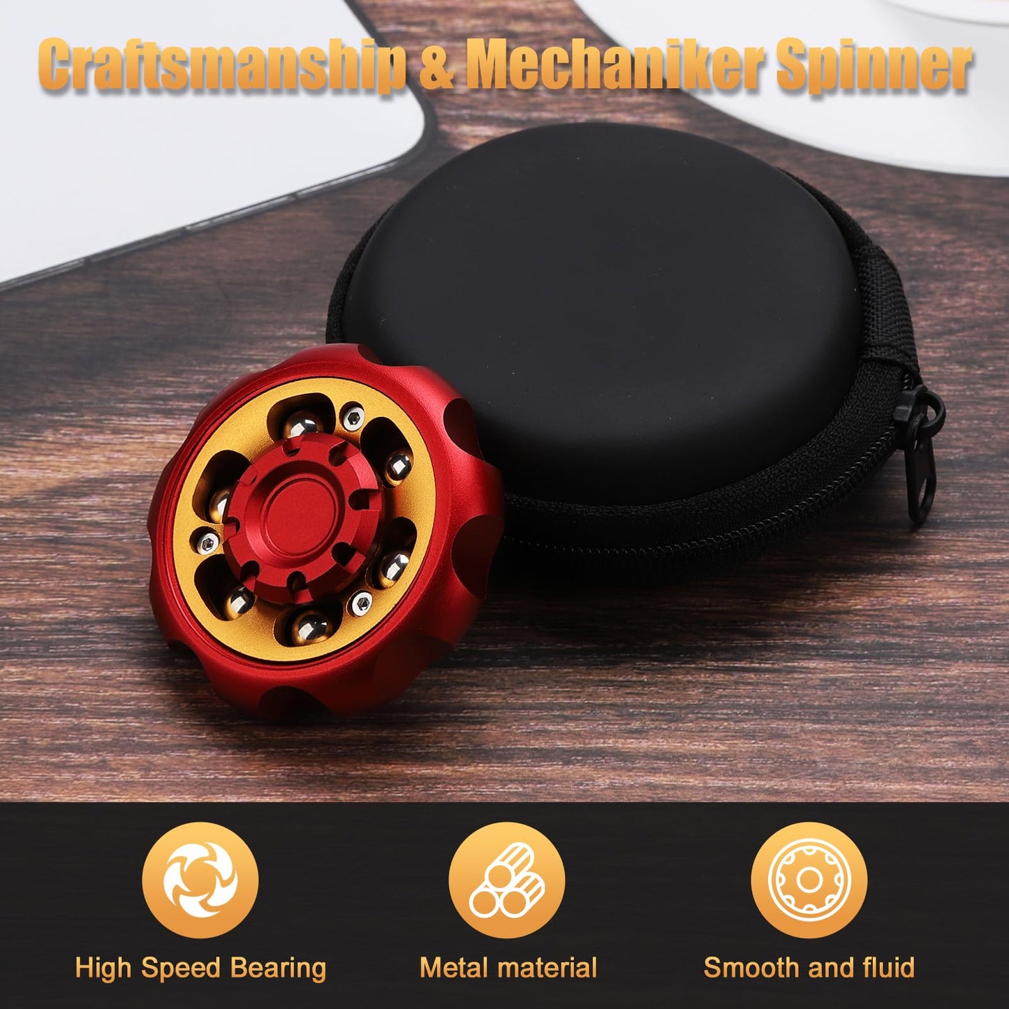 Bihevn Metal Precision Fidget Spinner - Anxiety Rotator & Restless Fidget Toy, Stress-Relief Tool for Adults & Kids A (red)