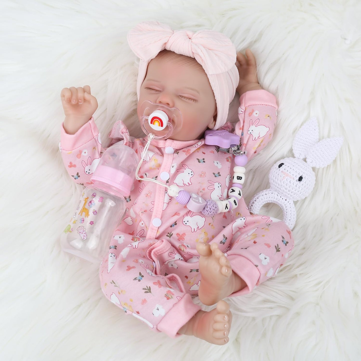 WOOROY Lifelike Reborn Baby Dolls Girl - 18 Inch Cute Realistic Newborn Baby Doll with Soft Weighted Body, Real Life Baby Dolls with Accessories Gifts Pretend Play for Kids Ages 3+