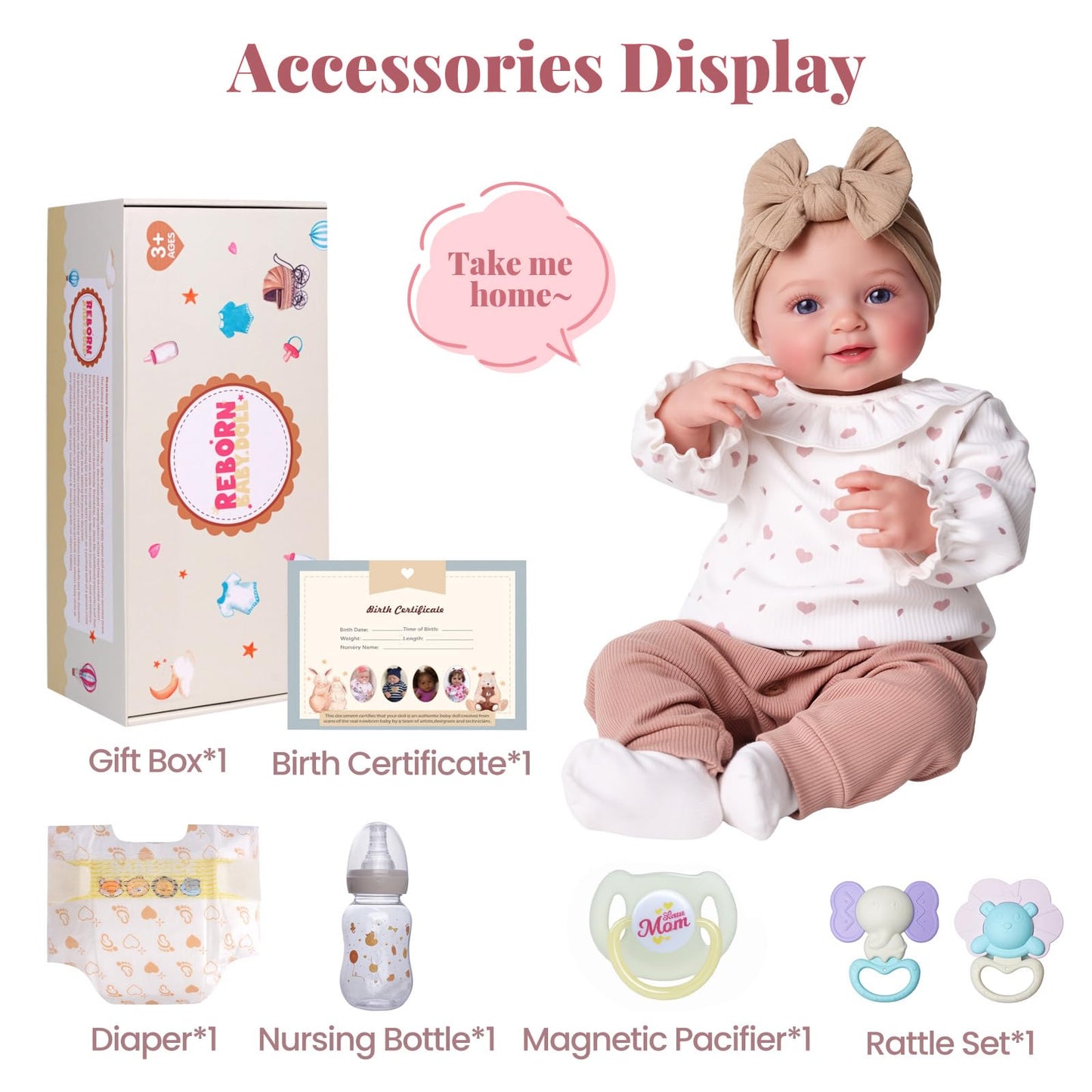 BABESIDE Lifelike Reborn Baby Dolls Tess - 17Inch Cute Soft Vinyl Realistic-Newborn Baby Doll Poseable Smiling Real Life Baby Dolls with Complete Accessories for 3+ Years Old Gifts